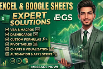 do excel vba, macro, formulas, dashboard, google spreadsheet