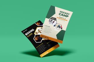 design a modern professional flyer for a hockey camp, college fair, and boxing
