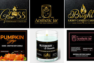 design unique candle, soap logo and candle labels for your business