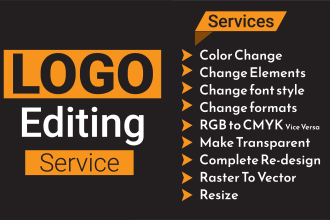 edit, amend, revamp, fix, update, refresh, tweak, or redesign your logo