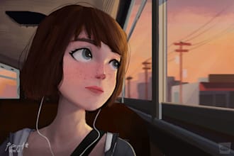 draw beautiful stylized digital painting