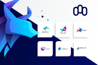make an unique animal logo design colorful and gradient