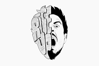 design word art on face image