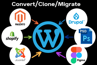 convert clone or migrate magento drupal joomla website to wordpress woocommerce