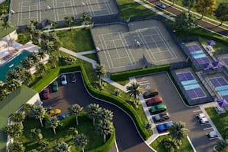 design 3d sports complex, sports facility, stadiums, and gaming arenas