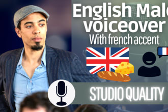 record an english deep voice over with a french accent