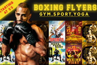 design boxing, sport, gym, fitness, yoga, event, fight club flyer or poster