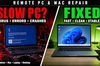 remote pc and mac repair, fix slow computer, virus removal and errors