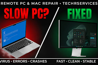 remote pc and mac repair, fix slow computer, virus removal and errors