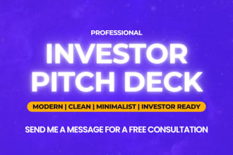 design a professional pitch deck powerpoint presentation