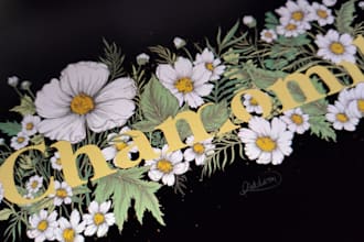 draw florist lettering for t shirt, logo fashion instagram