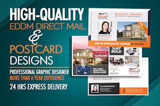 design promotional postcard or direct mail flyers in 24hrs