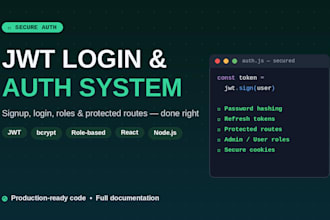 build secure jwt authentication system for your app