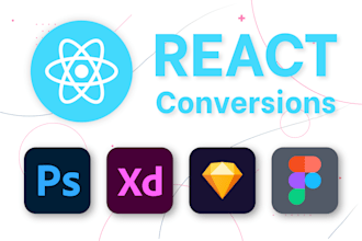 convert psd to react js, xd to react js, sketch to react, figma to react