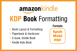 do book formatting for amazon KDP, kindle, ingramspark, lulu