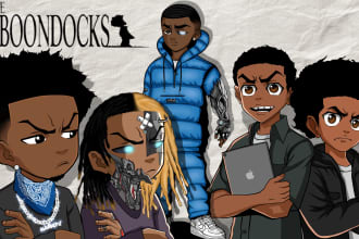 draw a boondocks cartoon of your picture in 24h