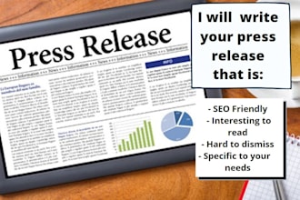 write quick SEO friendly press release for you
