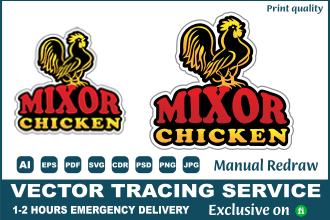make vector tracing, redraw, vectorize, recreating your logo