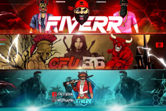 design outstanding channel art youtube banner and facebook