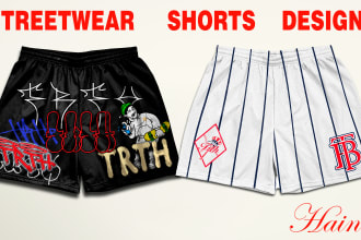 create streetwear shorts or any clothing design
