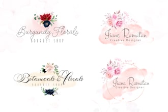 design minimalist botanical floral boho hand drawn feminine line art logo