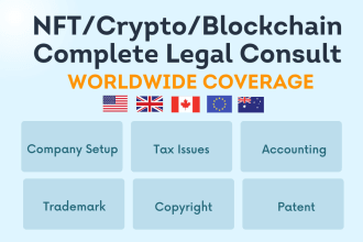 consult any legal issue regarding crypto, blockchain, nft projects US,eu,UK,uae