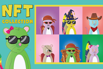 create cartoon style nft collection with metadata and rarities