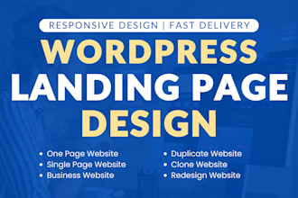 create single page wordpress landing page design, one page website in elementor