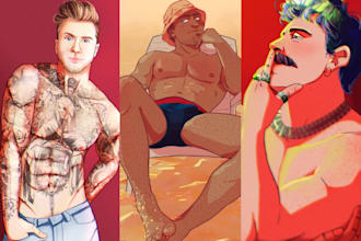 draw male character gay nsfw, bara