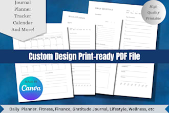 design custom printable, editable planner template pages on canva