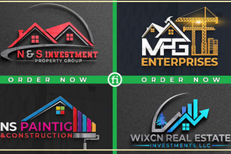 do modern property, home, construction logo design