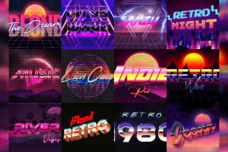 creat 80s retro vintage style neon and chrome 3d logo