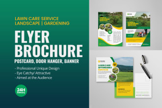 do lawn care, landscape, garden service flyer, brochure, postcard, door hanger