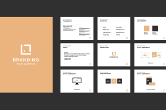 design logo, brand guideline, brand style guide and brand book