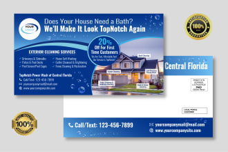 do eddm postcard design for pressure washing cleaning, lawn care, plumbing