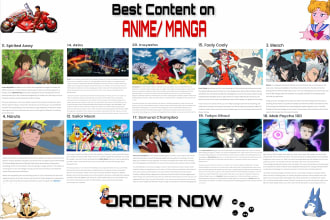 write anime articles, reviews and listicles for your blog