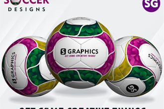 create fantasy soccer ball football and volleyball artwork and rendering design