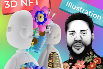 create unique nft characters 3d or illustration