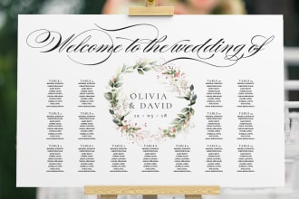 design wedding seating chart,modern, minimalist and greenery
