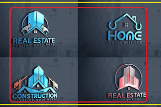 do modern property, home, construction logo design
