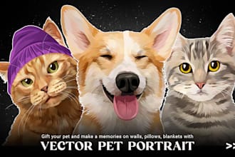 draw your pet into detailed vector cartoon in 24 hours