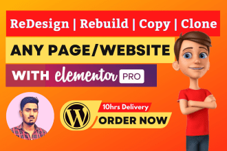 design, redesign, revamp copy clone wordpress website landing page elementor pro