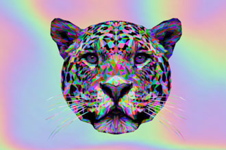 create colorful psychedelic animal portrait illustration