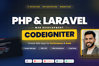 develop website using php, laravel, codeigniter