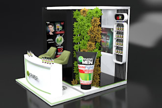 design and render exhibition stand, booth or kiosk