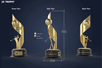 design a custom 3d trophy and award for manufacturing