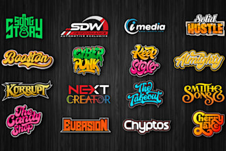 create typography, lettering, font and text logo design
