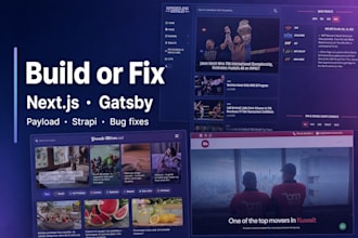 build or fix next js gatsby websites with payload strapi cms