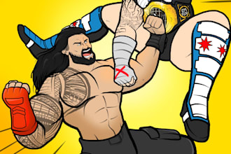do a wrestling  cartoon for you