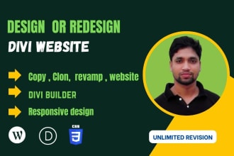 do wordpress divi website clone, design, redesign and build